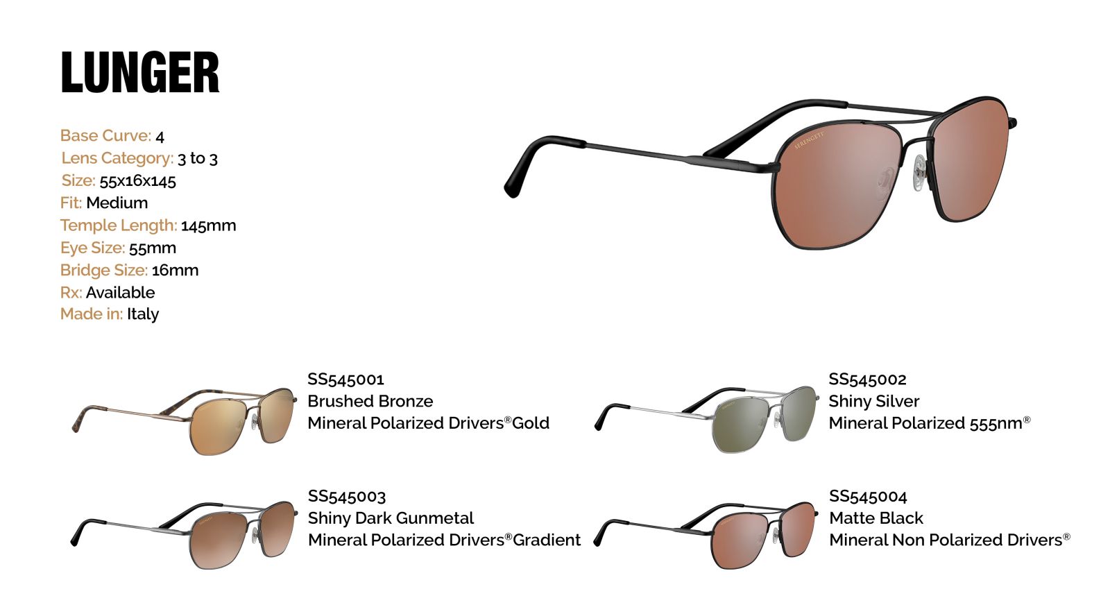 サングラス SERENGETI Serengeti - LUNGER - ss545002 (LUNGER SS545002) Serengeti LUNGER SS545002 Sunglasses - Pretavoir